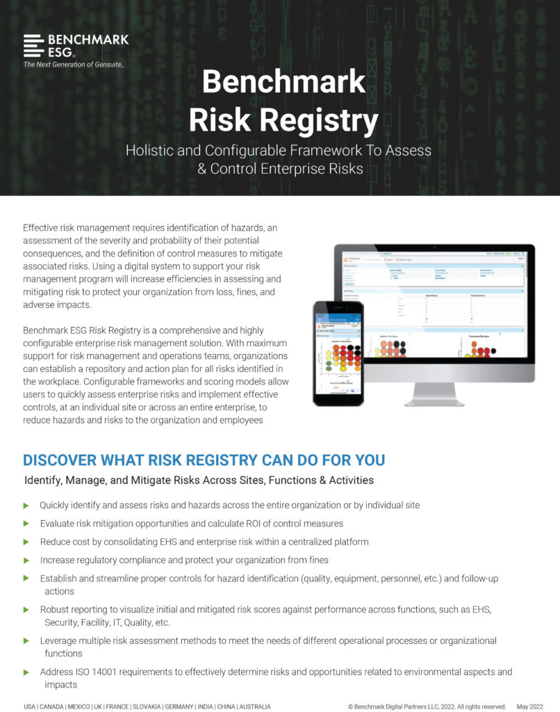Benchmark Risk Registry Product Brief