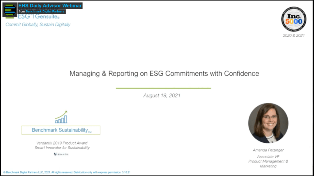 Managing & Reporting on ESG Commitments with Confidence Webinar Screenshot
