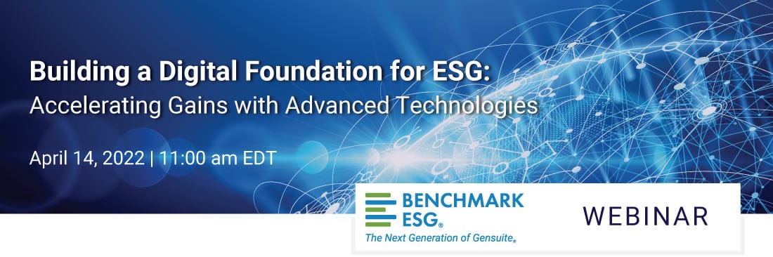 Webinar Banner for Building a Digital Foundation for ESG: Accelerating Gains with Advanced Technologies