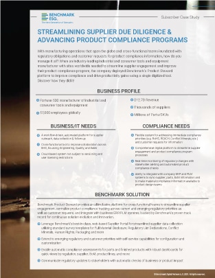 Streamlining Supplier Due Diligence & Advancing Product Compliance Programs Case Study