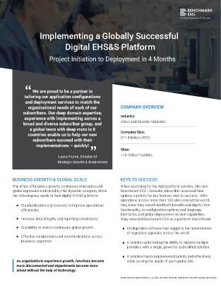 Implementing a Globally Successful Digital EHS&S Platform in Four months Case Study